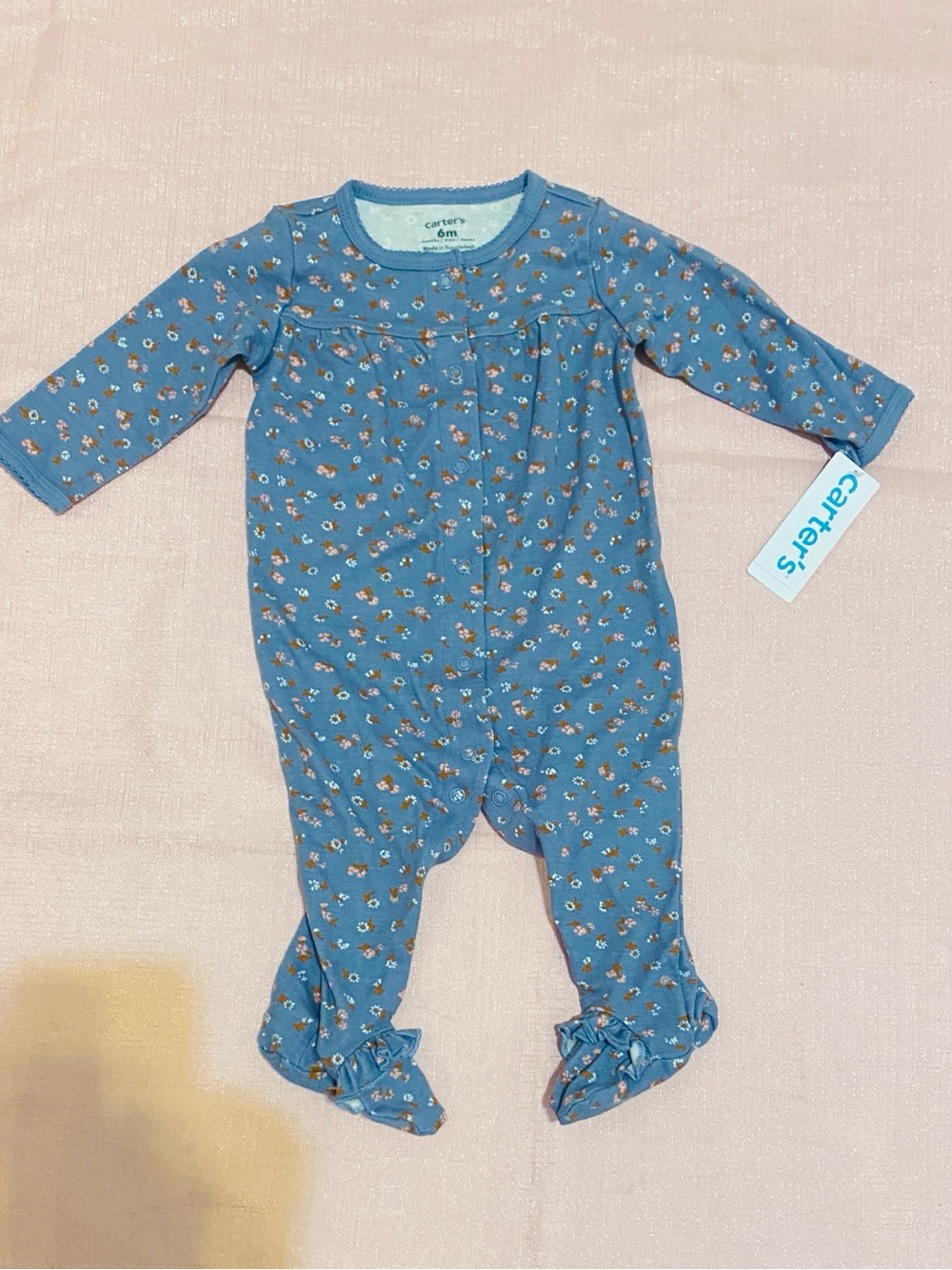 Carter's Blue Floral Snap-Front Baby Romper